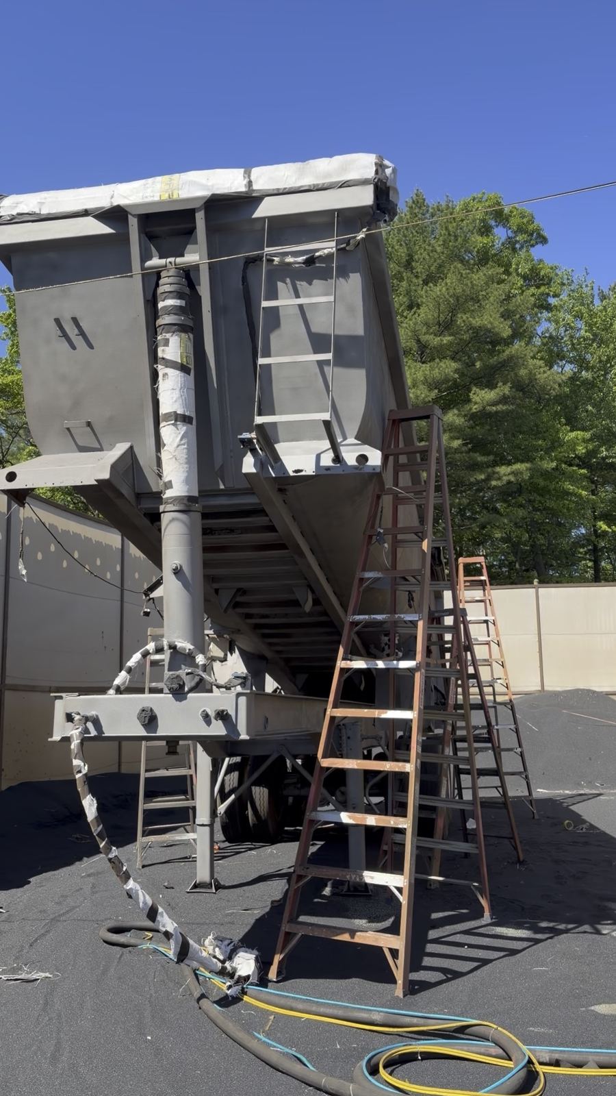 Sandblasted dump trailer at WR Big Rig